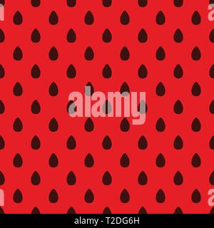 Vector repeat seamless watermelon pattern. Dark brown seeds on red background. Wrapping paper, wallpaper, greeting cards. Stock Vector