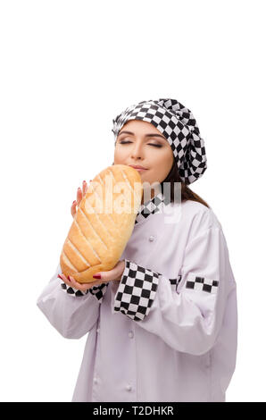Young female baker isolated on white Stock Photo