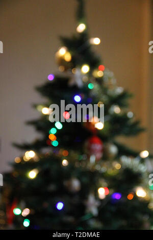 Christmas tree as blurred bokeh background Stock Photo