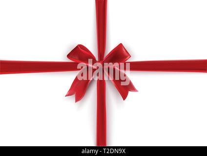 Red Bow Gift on white background. Gift background Stock Vector