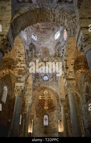 Palermo, Italy - October, 2018. Interior of the Church of San Cataldo, a church located in central Palermo, example of the Arab-Norman architecture. Stock Photo