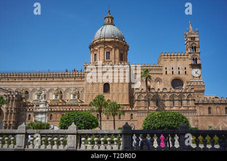 Palermo, Italy - October, 2018. External view of the Palermo Cathedral, dedicated to the Assumption of the Virgin Mary, in Arab-Norman style. Stock Photo