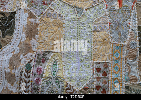 Traditional Indian Patchwork - handmade in Jaisalmer - selling on market - details Stock Photo