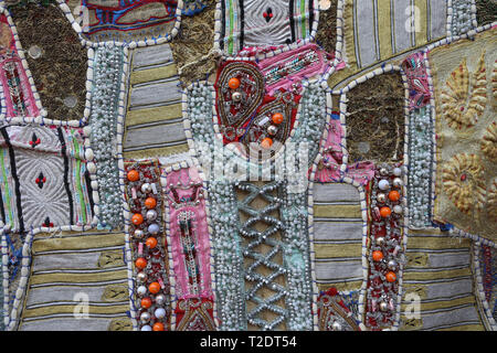 Traditional Indian Patchwork - handmade in Jaisalmer - selling on market - details Stock Photo