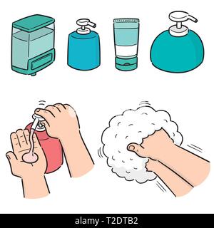 vector set of shampoo and liquid soap bottle Stock Vector