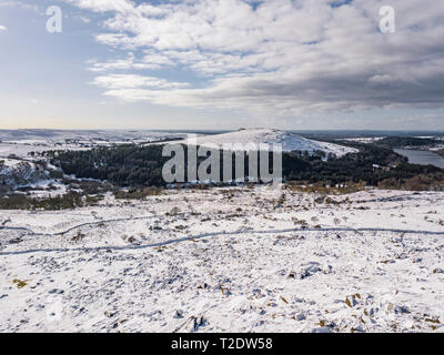 A snowy winters day on Dartmoor, Devon, UK. Stock Photo