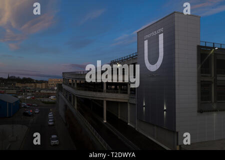 Union Square, Aberdeen Carpark. Logo and sign Stock Photo