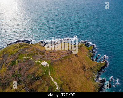 Chapel on a hill, next to the sea in Devon. Stock Photo