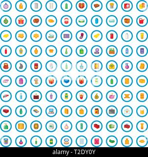100 packaging icons set, cartoon style Stock Vector