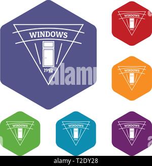 Square window icons vector hexahedron Stock Vector