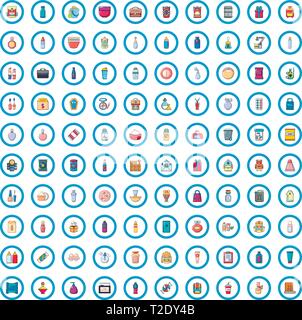 100 packaging icons set, cartoon style  Stock Vector
