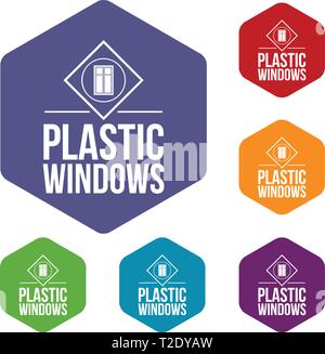Plastic window icons vector hexahedron Stock Vector