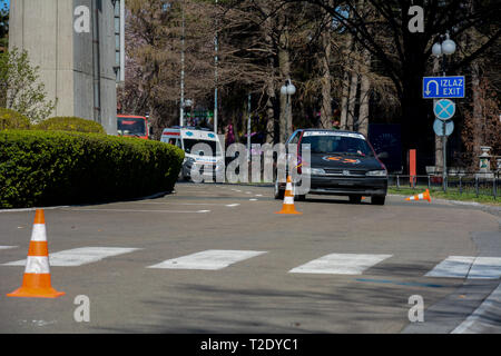 Sajmski autoslalom 2019 - Peugeot 306 Stock Photo