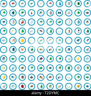 100 park icons set, isometric 3d style Stock Vector