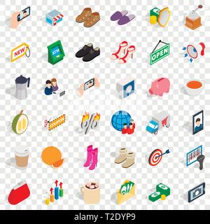 Woman fing icons set, isometric style Stock Vector