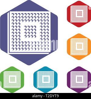 Industry microchip icons vector hexahedron Stock Vector