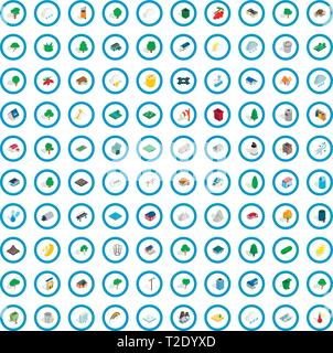 100 parkland icons set, isometric 3d style Stock Vector