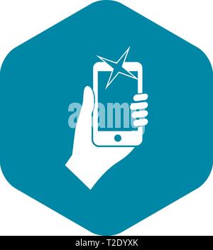 Hand photographed on mobile phone icon Stock Vector