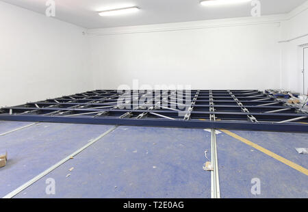 Automated Shelving System During Construction Storage Room Stock Photo