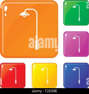 Electric tower icons set vector color Stock Vector