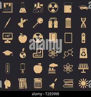 Education icons set, simple style Stock Vector