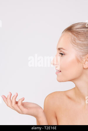 Portrait of beautiful woman with perfect skin. Skincare. Salon. Treatment Stock Photo