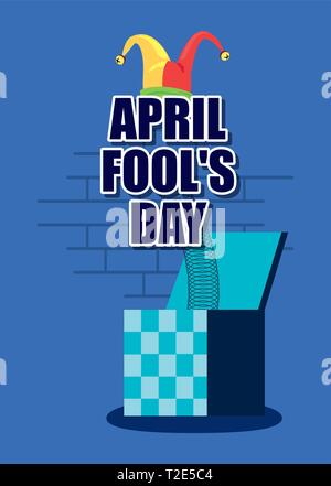 april fools day prank box poster vector illustration Stock Vector