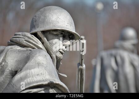 Statues at the Korean War Memorial in Washington DC Stock Photo