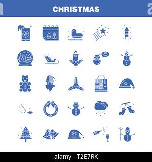 Christmas Solid Glyph Icons Set For Infographics, Mobile UX/UI Kit And Print Design. Include: Santa Clause, Santa, Christmas, Winters, Santa Clause, S Stock Vector