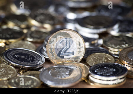 Polish coins currency Stock Photo