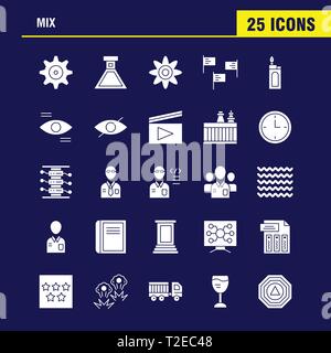 Mix Solid Glyph Icons Set For Infographics, Mobile UX/UI Kit And Print Design. Include: Cog, Gear, Settings, Setting, Flask, Lab, Test, Tube, Icon Set Stock Vector