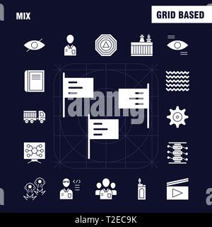 Mix Solid Glyph Icons Set For Infographics, Mobile UX/UI Kit And Print Design. Include: Cog, Gear, Settings, Setting, Flask, Lab, Test, Tube, Icon Set Stock Vector