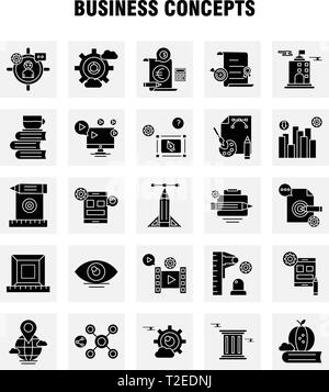 Business Concepts Solid Glyph Icons Set For Infographics, Mobile UX/UI Kit And Print Design. Include: Direction Board, Board, Direction, Right, Floppy Stock Vector