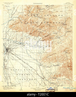 USGS TOPO Map Arizona AZ Tucson 315409 1905 125000 Restoration Stock Photo
