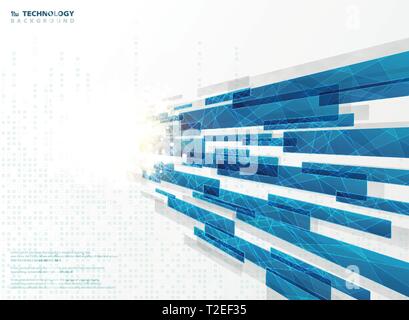 Abstract blue technology stripe lines square geometric with flare decoration. You can use for cover design of futuristic, ad, poster, print, book, art Stock Vector