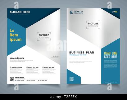 Modern blue brochure of hexagon template design background. You can use for template design, ad, poster, artwork. illustration vector eps10 Stock Vector