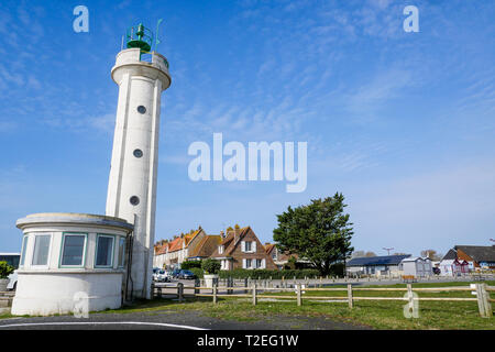 Lighthouse, Le Hourdel, Cayeux-sur-Mer, Bay of Somme, Somme, Haut-de-France, France Stock Photo