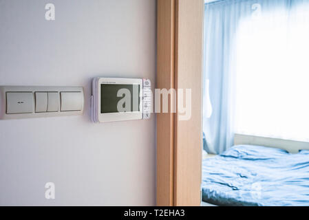 close up on intercom in the house near the bedroom Stock Photo