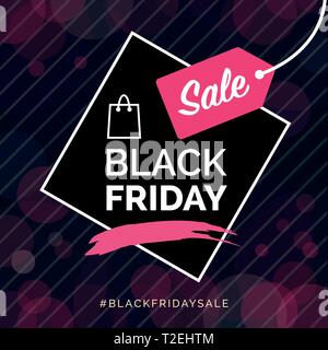 Black friday sale promotional advertisement and social media post with hanging tag Stock Vector
