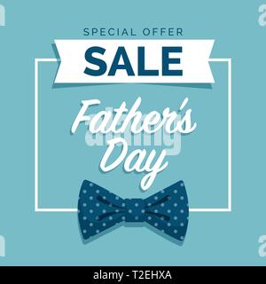 Father's day promotional sale advertisement and social media post with polka dot bow tie Stock Vector