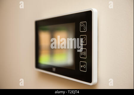 Home security console with cctv and intercom Stock Photo