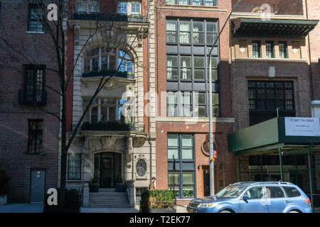 A row of townhouses in the Upper East Side neighborhood of New York on Saturday, March 23, 2019. (Â© Richard B. Levine) Stock Photo
