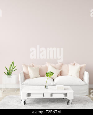 Modern interior background, wall mock up, 3d render Stock Photo