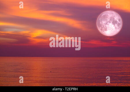 christmas moon ,long night moon back cloud over sea, Elements of this image furnished by NASA Stock Photo