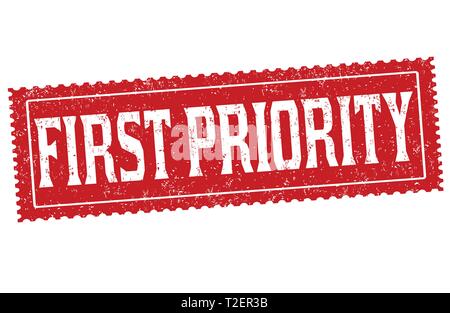 First priority sign or stamp on white background, vector illustration Stock Vector