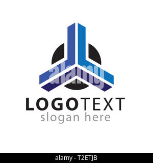 Triangle and circle abstract logo icon vector template Stock Photo