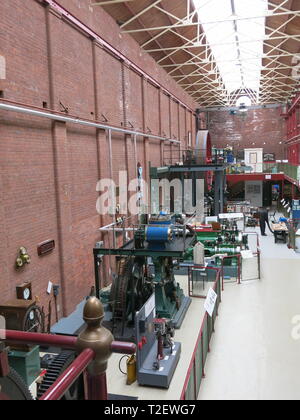 Housed in a Victorian cotton warehouse, Bolton Steam Museum has the UK's largest collection of working mill steam engines, operational on Steam Days. Stock Photo