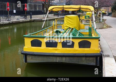 OKLAHOMA CITY, OK -2 MAR 2019- View of a water taxi on the Bricktown Canal in Oklahoma City, United States. Stock Photo