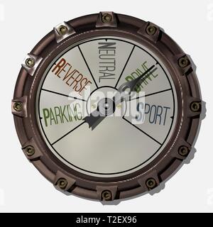 Ancient transmission sensor measuring device in the style of steampunk Stock Vector