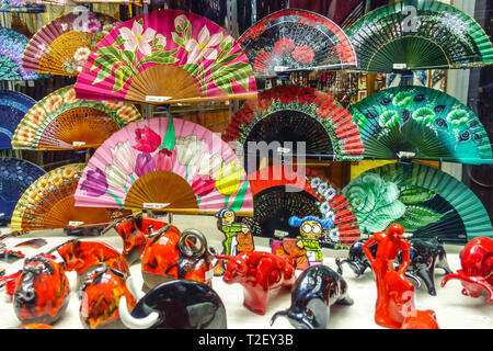 Spanish colorful fans in souvenir shop, Valencia souvenirs Spain Europe  Stock Photo - Alamy